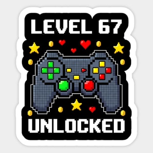 Level 67 Unlocked Pixel Controller Sticker